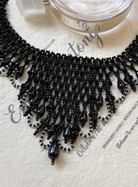XL003•气质黑天鹅流苏公主风项链（材料包&成品）