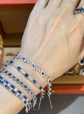 爆款天然蓝宝石手链轻奢S925纯银