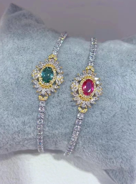 新款天然碧玺手链s925纯银气质女