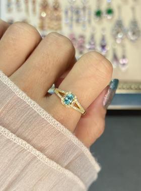 天然磷灰石戒指女s925银简约排戒