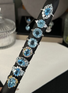 天然蓝托帕S925银轻奢高级感戒指