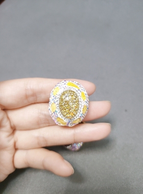 浪漫法式星光闪闪澳宝镶嵌天然石原石戒指 vintage时尚轻奢手饰