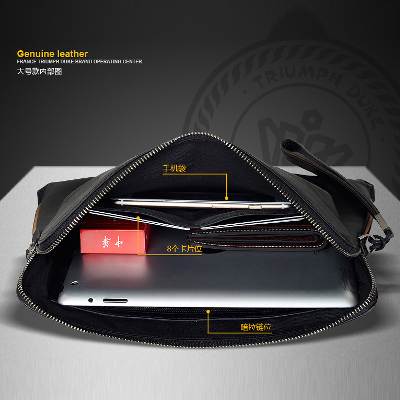 凯爵男士2019新款潮牌真皮手拿包 triumphduke凯爵男士包袋