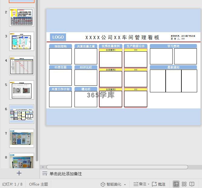 工厂目视化管理看板车间6S实例TPM看板技术质量上墙数据模版参考 - 图1