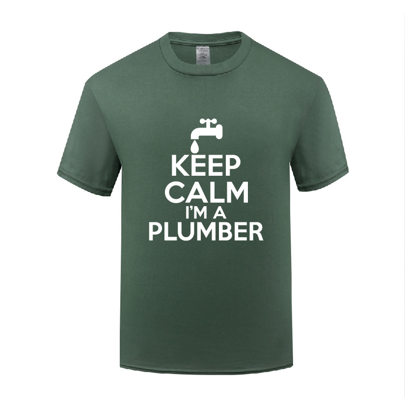 创意短袖T恤男宽松 KEEP CALM I'M A PLUMBER 笑话搞笑水管工礼物 - 图3