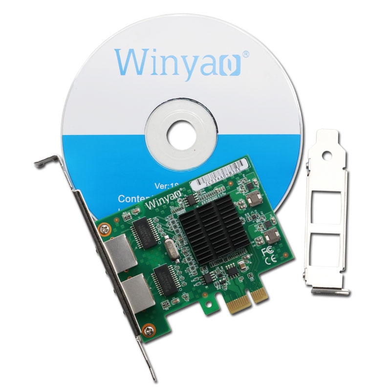 Winyao E576T2 PCI-E台式机双口千兆网卡intel 82576 E1G42ET  Ethercat (twincat 3)主站网卡 - 图0