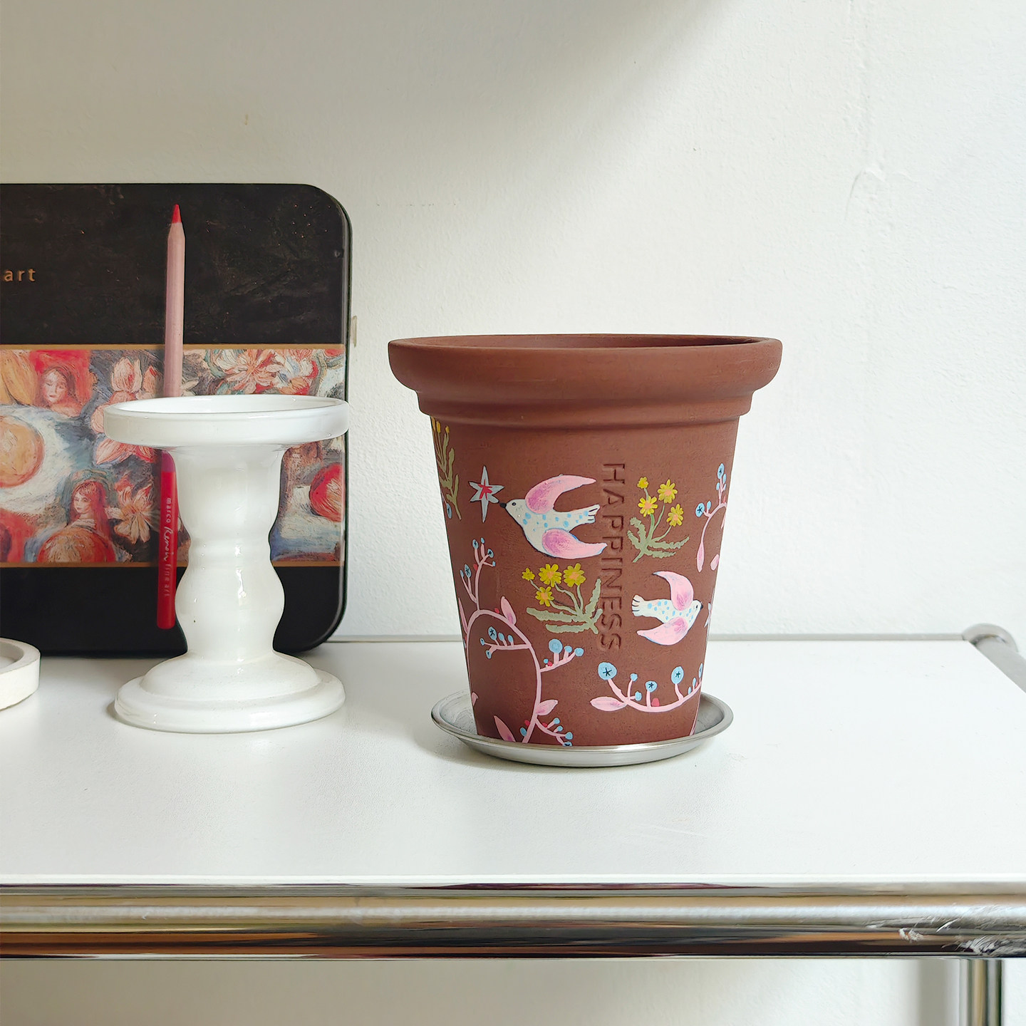 小口径粗陶紫砂花盆办公桌面绿植蝴蝶兰球兰利水透气家用装饰摆件,淘宝优惠券,粉丝福利购,淘宝优惠卷