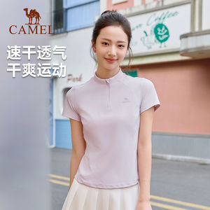 骆驼速干T恤女夏季防晒短袖健身羽毛球网球瑜伽运动训练跑步上衣