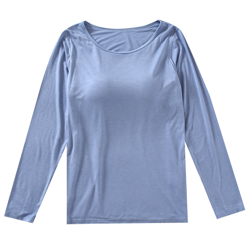 睡衣女春秋带胸垫莫代尔长袖 精彩身段睡衣上装