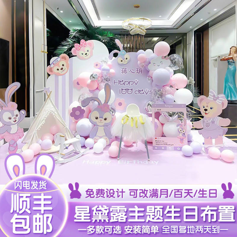 星黛露女孩十周岁10两岁生日装饰场景布置气球儿童十二背景墙kt板,淘宝优惠券,粉丝福利购,淘宝优惠卷