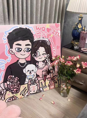 星蝶风手绘头像情侣画闺蜜生日礼