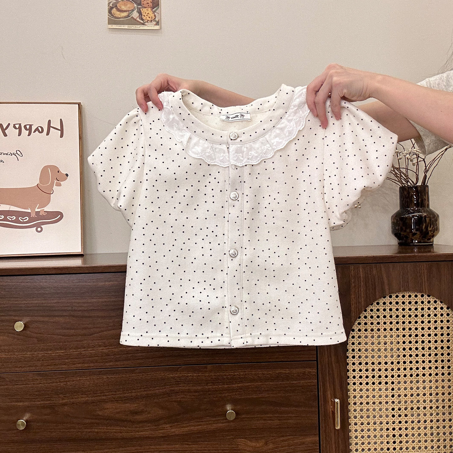 奶油的宇宙 蕾丝波点磨毛加厚内搭长袖女两件套千金风叠穿上衣,淘宝优惠券,粉丝福利购,淘宝优惠卷