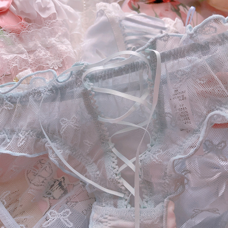 蓝色日系高颜值蕾丝内裤少女风性感纯欲可爱甜美女生三角裤短裤,淘宝优惠券,粉丝福利购,淘宝优惠卷