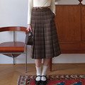 冬装 然若 羊毛格子半身裙女2025新款 A字毛呢裙冬季 渐变格纹 裙子