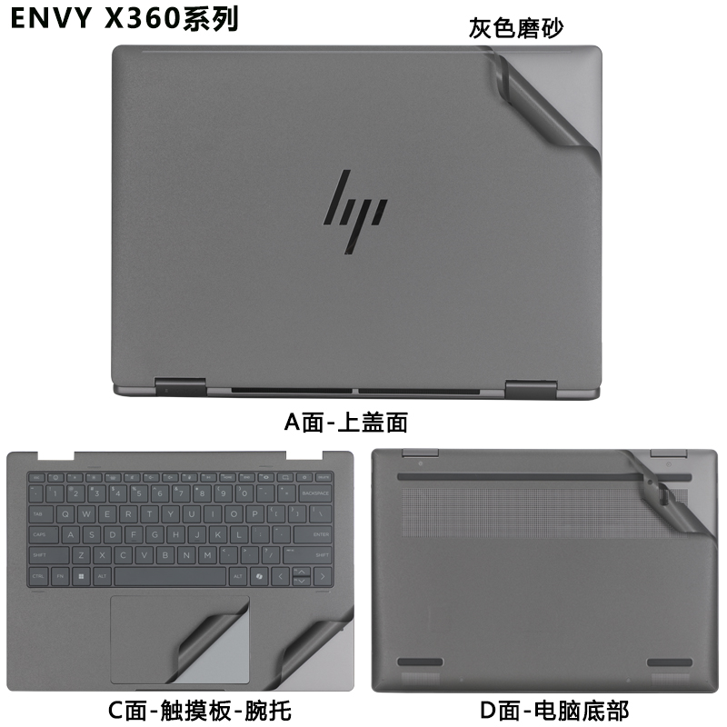 适用2024惠普Envy X360笔记本外壳保护膜X360 13/14/15电脑机身防水贴纸FC/EW/EY/FE/BF/AY/AG改色机盖防尘膜 - 图3