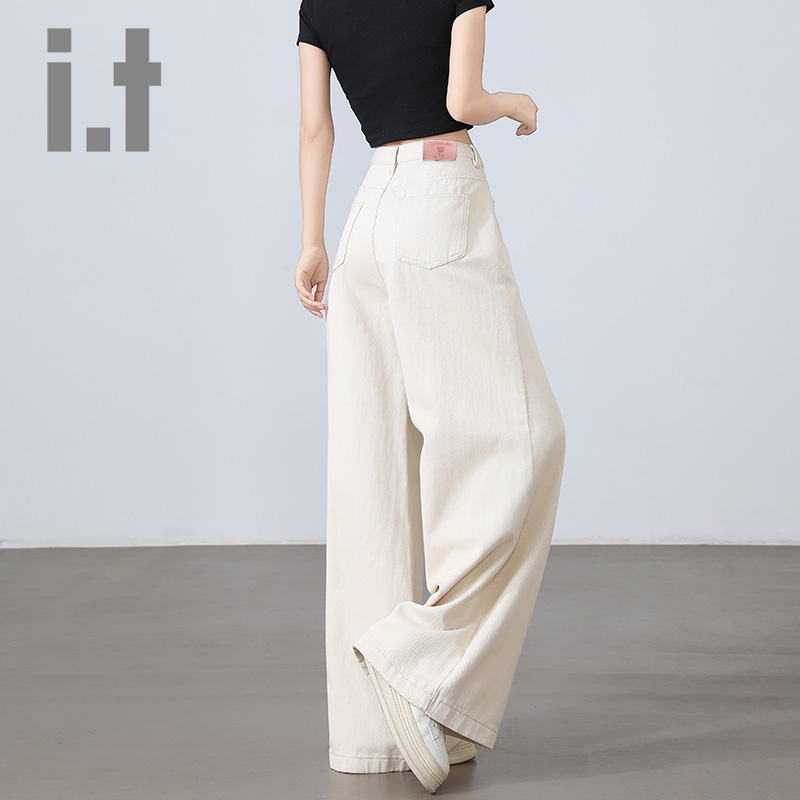 it:CHOCOOLATE高腰宽松显瘦直筒阔腿牛仔裤女2025垂感拖地裤 - 图1