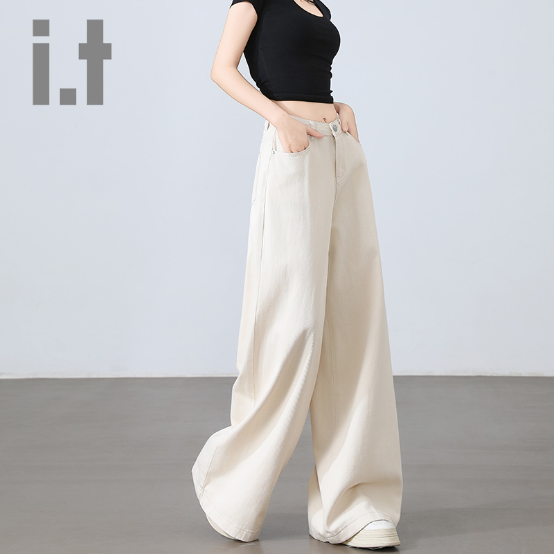 it:CHOCOOLATE高腰宽松显瘦直筒阔腿牛仔裤女2025垂感拖地裤 - 图3