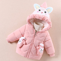 Girl Cotton Coat Jacket 2023 New Ocean Gas Baby Baby Winter Clothing Cotton Padded Jacket Thickened Cartoon Kids Down Cotton Clothing