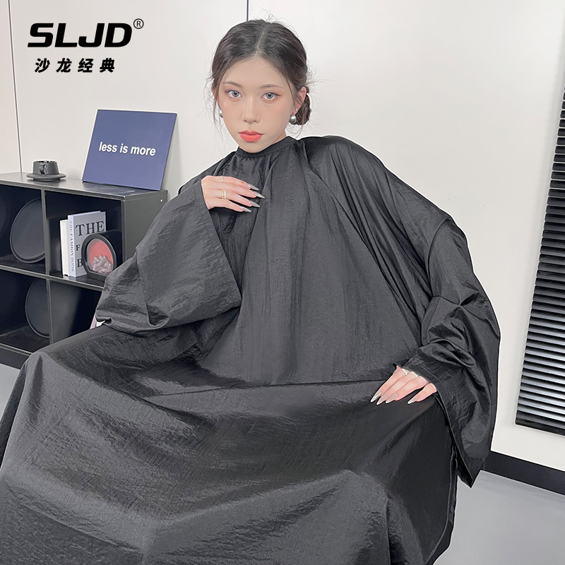 加长理发店围布潮高档发廊专用带袖子剪头发围裙发型师美发不沾发 - 图3