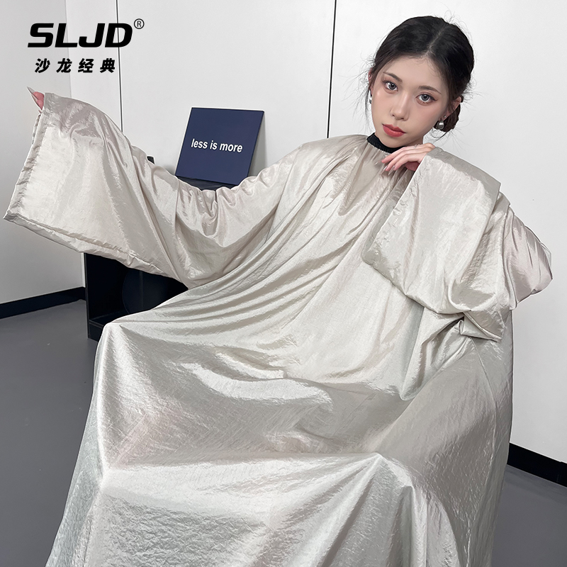 加长理发店围布潮高档发廊专用带袖子剪头发围裙发型师美发不沾发 - 图0