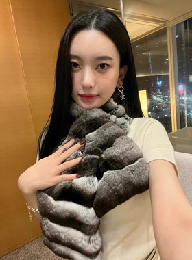 孙智慧围巾女冬季高级感新款韩版洋气龙猫皮草保暖御寒围脖