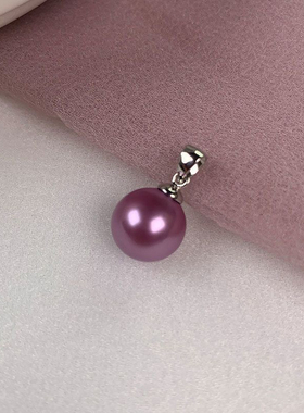 925纯银天然贝珠12mm项坠珍珠项链女单吊坠气质单颗锁骨链女饰