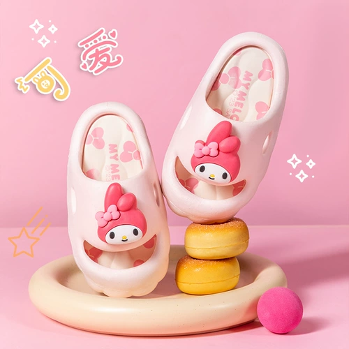 Sanrio, мультяшные нескользящие ультрамягкие милые детские мюли на платформе для школьников и студентов, подходят для носки на улице