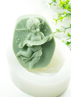 丝带天使diy手工香皂模具做母乳精油皂基古法橄榄油肥皂硅胶模具