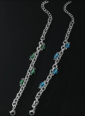 男女钛钢不掉色珠子手链可调节