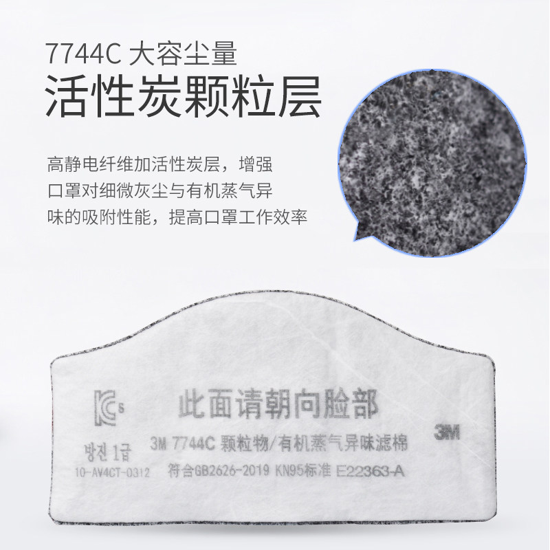 3M 7744颗粒物滤棉7744C活性炭高效过滤棉工业粉尘过滤7772面具用_虎窝淘