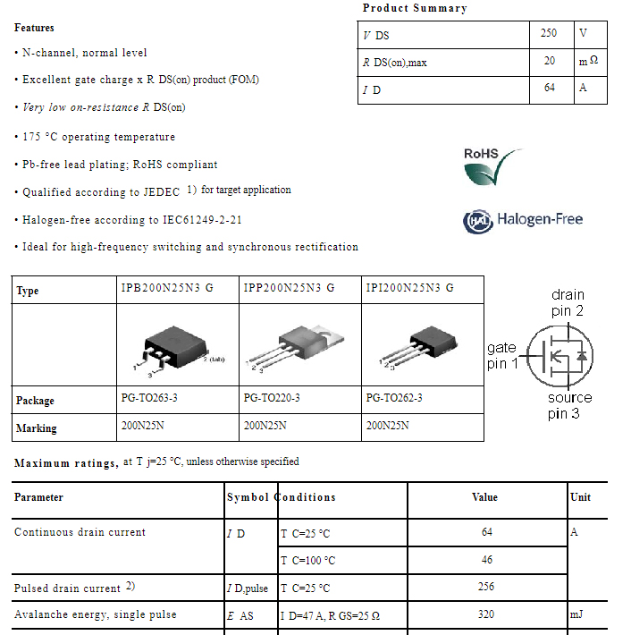 进口大芯片原字 200N25N IPP200N25N3G TO-220大功率场效应管全测 - 图3