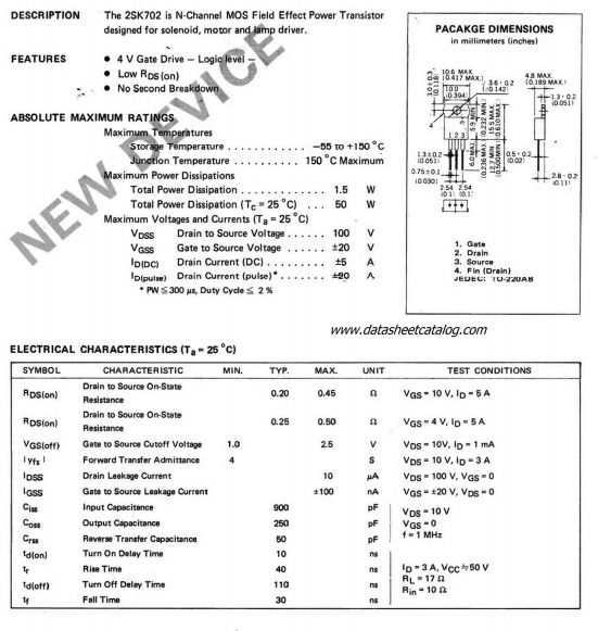 原装进口拆机 原码  2SK702   K702   TO-220  三极管 - 图0