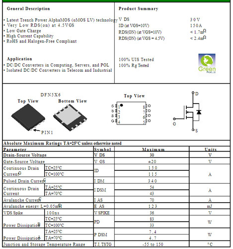 AON6512 丝印 6512 贴片DFN-5x6 30V150A大电流低内阻MOS场效应管 - 图3