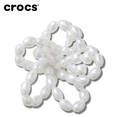 Crocs卡骆驰配饰智必星洞洞鞋鞋花 白色串珠花卉 白色串珠蝴蝶结 - 图1