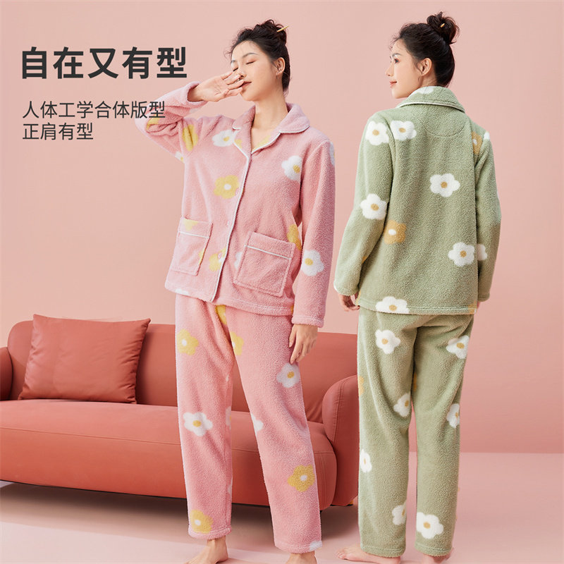 都市丽人加厚加绒印花圆领宽松睡衣 都市丽人睡衣/家居服套装