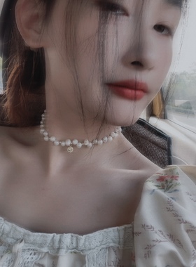 淡水珍珠复古轻奢不规则锁骨链