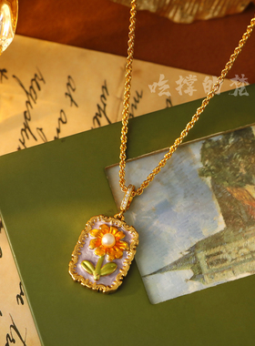 走进油画耳饰合金独特小众女