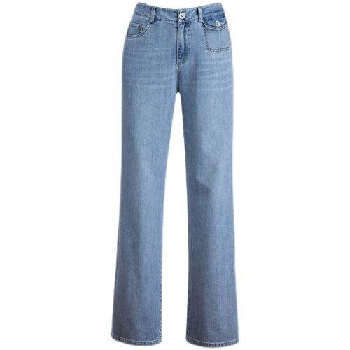 Осенние джинсы, приталенные штаны, высокая талия, свободный прямой крой, большой размер