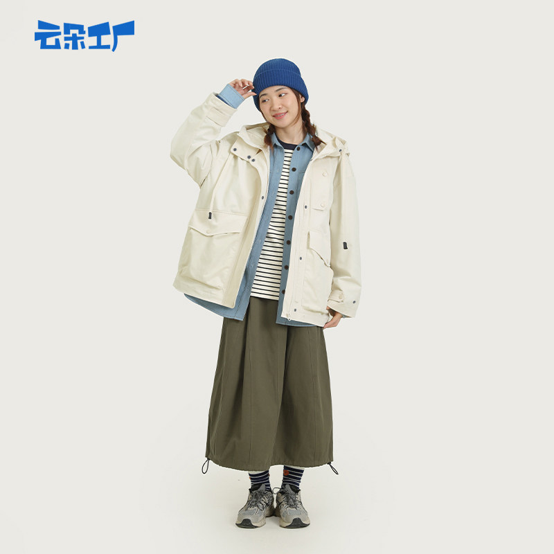 云朵工厂八头船连帽外套女短款宽松休闲工装夹克上衣简约外套,淘宝优惠券,粉丝福利购,淘宝优惠卷