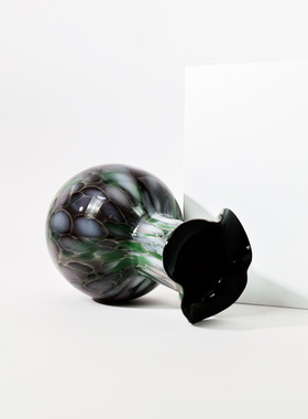 现代中古风复古大理石问斑点琉璃花瓶法式手工创意彩色家居软装饰