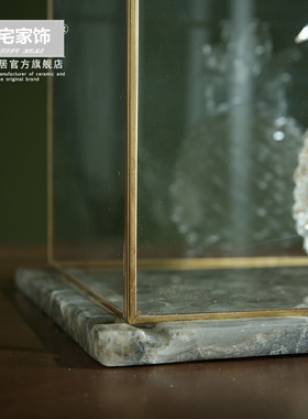长方形透明玻璃罩摆件中式轻奢样板房软装饰品展示柜工艺品防尘罩
