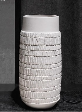 新中式样板间书房玄关软装搭配创意陶罐花瓶陶瓷圆托盘摆件组合