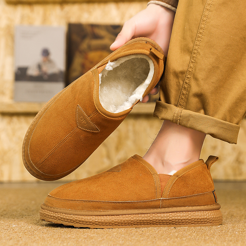 雪地靴男鞋冬季加绒加厚保暖懒人一脚蹬男士防水防滑皮毛一体棉鞋 - 图3