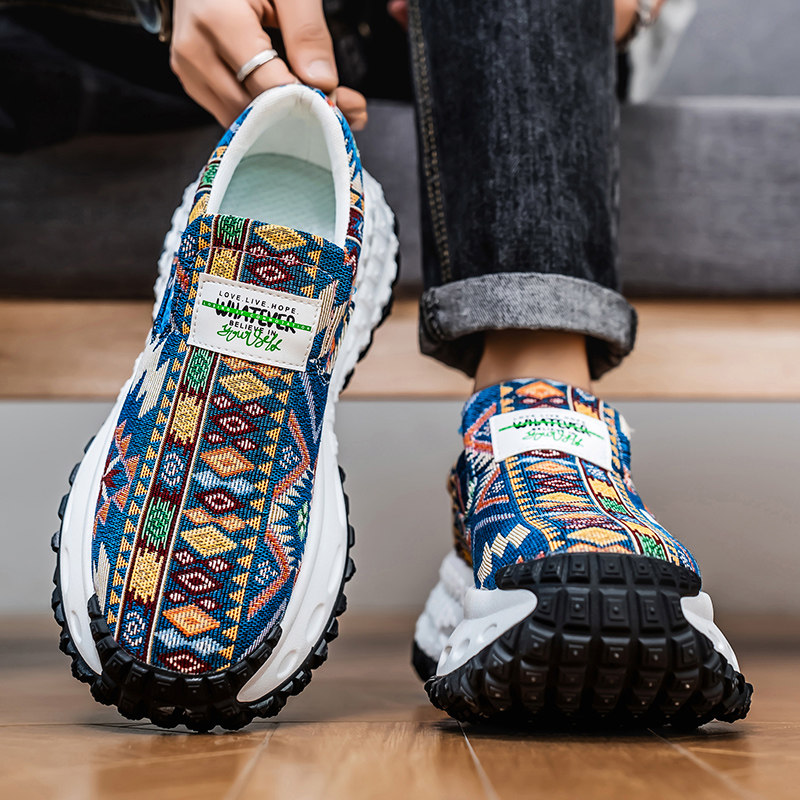 帆布男鞋2026新款冬季一脚蹬休闲运动鞋小众设计感厚底增高老爹鞋,淘宝优惠券,粉丝福利购,淘宝优惠卷