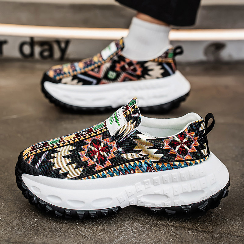 帆布男鞋2026新款冬季一脚蹬休闲运动鞋小众设计感厚底增高老爹鞋,淘宝优惠券,粉丝福利购,淘宝优惠卷