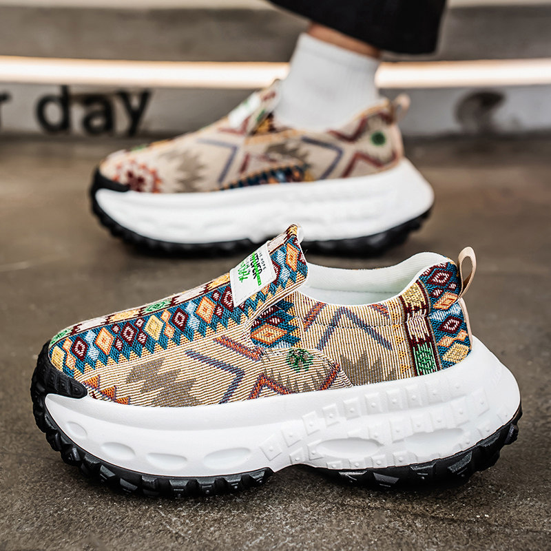 帆布男鞋2026新款冬季一脚蹬休闲运动鞋小众设计感厚底增高老爹鞋,淘宝优惠券,粉丝福利购,淘宝优惠卷