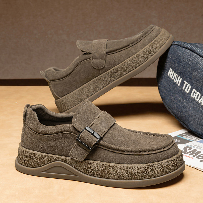 豆豆男鞋冬季翻毛皮休闲皮鞋2026新款复古懒人工作厚底舒适勃肯鞋,淘宝优惠券,粉丝福利购,淘宝优惠卷