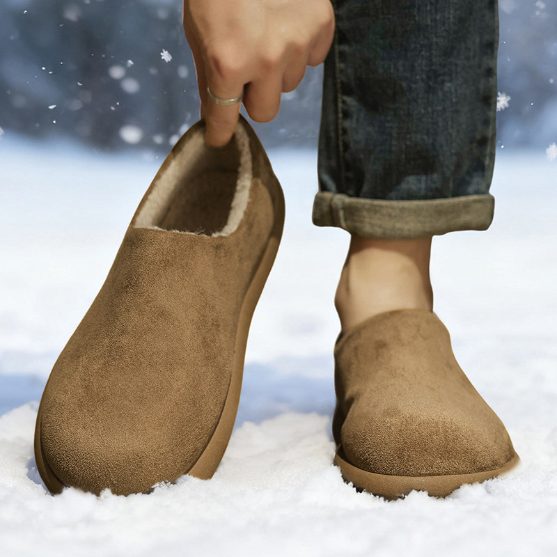 勃肯鞋男2026新款冬季加绒保暖棉鞋防水防滑一脚蹬皮毛一体雪地靴,淘宝优惠券,粉丝福利购,淘宝优惠卷