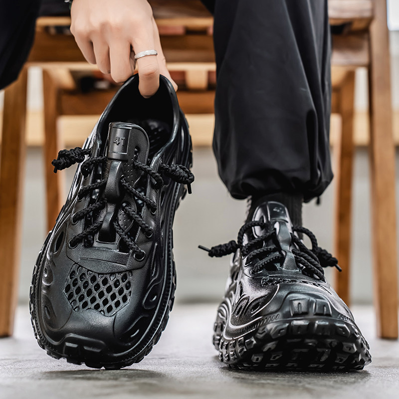 Croc Shoes Men's Summer Trendy Brand All-Inclusive Outerwear Anti-Slip Sports Coconut Slippers Hollow Driving Seaside Beach Sandals