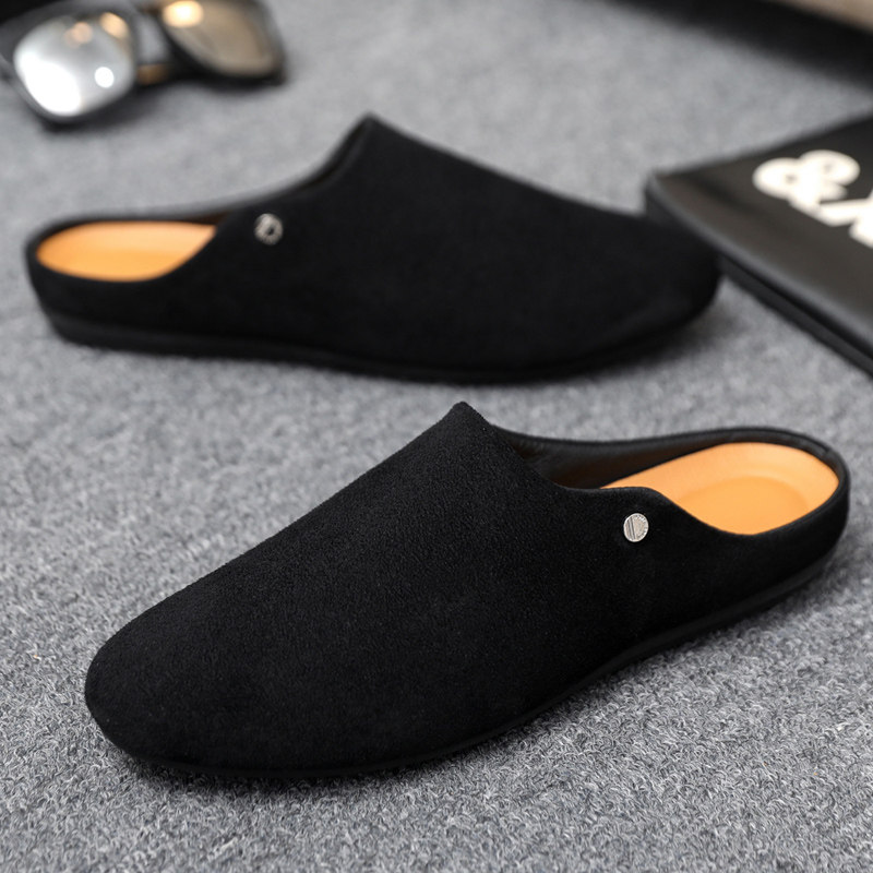 老钱风穆勒拖鞋男款办公室慵懒一脚蹬男士包头勃肯大码46软底半拖,淘宝优惠券,粉丝福利购,淘宝优惠卷